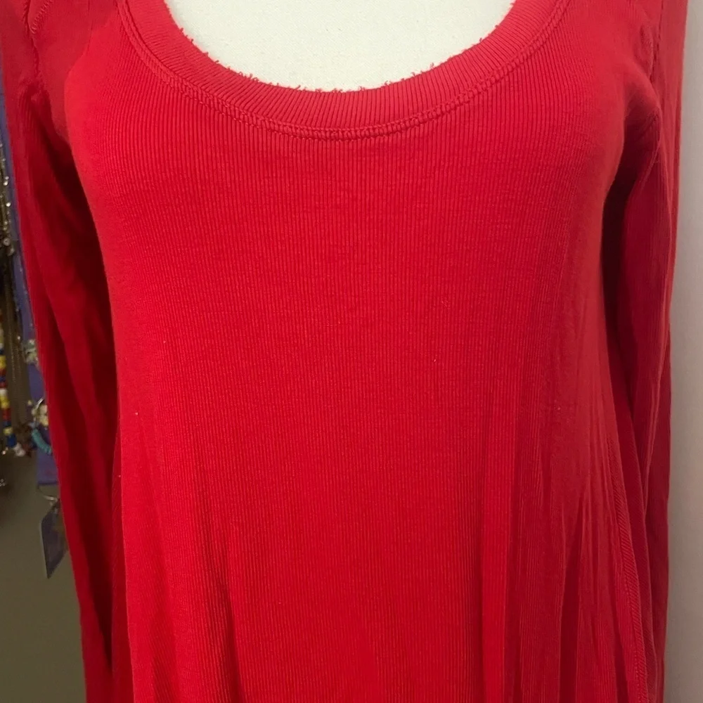 FREE PEOPLE January Tunic Tee Top RED S /Small